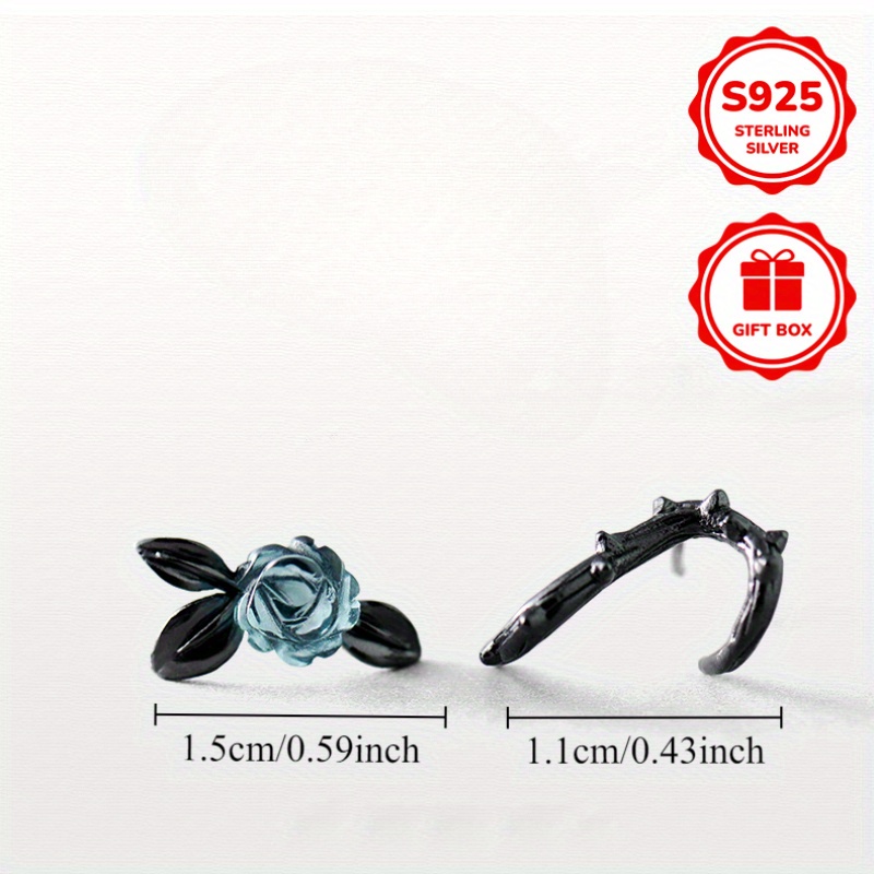 Women's S925 Silver Thorns Rose Stud Earrings — Funky Design